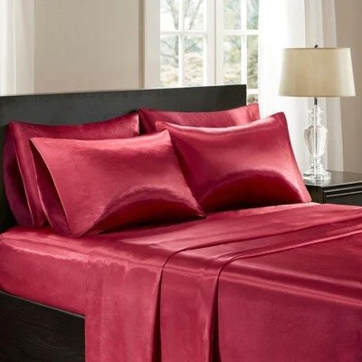 Madison Park Essentials Satin King Red Pillowcases Set of 2 Red - Image 1 of 3