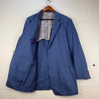 Abrigo Blazer Chaqueta Deportivo Alan River Para Hombres Azul Lino Mezcla Algodón Talla M Foto 1 de 4