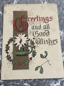 VINTAGE CHRISTMAS NEW YEAR GREETING CARD 1900s FLORAL - Bild 1 von 6