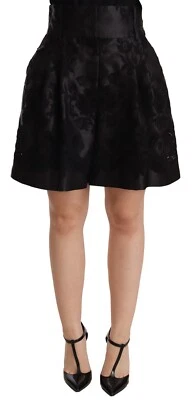 DOLCE & GABBANA Shorts Black Floral Silk High Waist Mini IT36 /US2 /XS RRP $1500 - Image 1 of 4