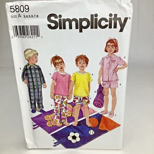 Simplicity Sewing Pattern 5809 Child Pajamas Slippers Sleeping Bag Size A UNCUT - Picture 1 of 4