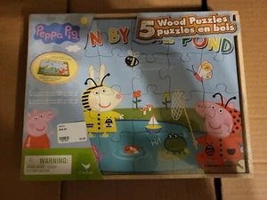 Peppa Pig and Friends Holz 5 Puzzles Aufbewahrungsbox Kinderpuzzle Neu ~ Regal1 - Bild 1 von 2