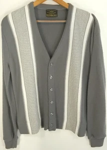 Vtg Sears Cardigan Sweater Med The Men's Store Gray White Grunge Grandpacore 70s - Picture 1 of 10