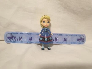 Disney Pixar Princess Elsa Frozen Mini Figurine Toy & Frozen Roll Bracelet Lot - Picture 1 of 9