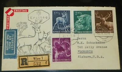 1959 Austria FIRST DAY COVER Ersttagsbrief Republik Oesterreich Deer Hunting - Image 1 of 4