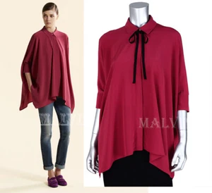 GUCCI SHIRT GERANIO SILK CREPE DE CHINE TOP CAPE BLOUSE REMOVABLE BOW $890 36 - Picture 1 of 6