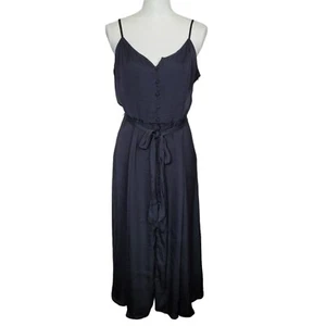 Vince Camuto Gr. 8 schwarz Midikleid Spaghettiträger Etui Faux Knopfleiste neu mit Etikett - Bild 1 von 10