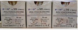 PDO/PDS Sutures  SIZE 3-0, 75cm 3/8 circle 26mm cutting needle Human/Vet 3 DOZ. - Picture 1 of 1