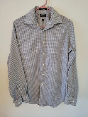 Arrow Men's Black/White Checked Long Sleeve Dress Shirt Fitted Size 15-1/2 34/35 - Image 1 of 4