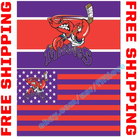 Bossier Shreveport Mudbugs Logo Stars Stripes Flag 3X5 ft NAHL Hockey League NEW Cover