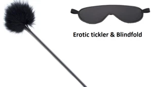 Playful Feather Tickler and blindfold 3 Colours Adult Novelty Gift erotic fun - Picture 1 of 4