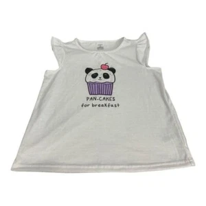 Carters Girls White Panda Cupcake Graphic Top Size 14 - Picture 1 of 6