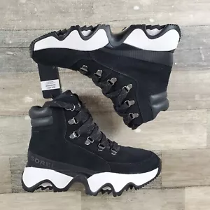 Sorel Kinetic Impact Conquest Ankle Boots Womens Sz 7 Black Salt Sea Waterproof - Picture 1 of 12