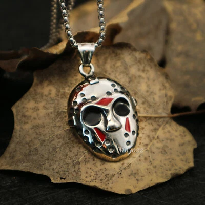 Collar colgante de máscara de Jason de película de acero inoxidable genial para hombre cadena regalo Foto 1 de 4