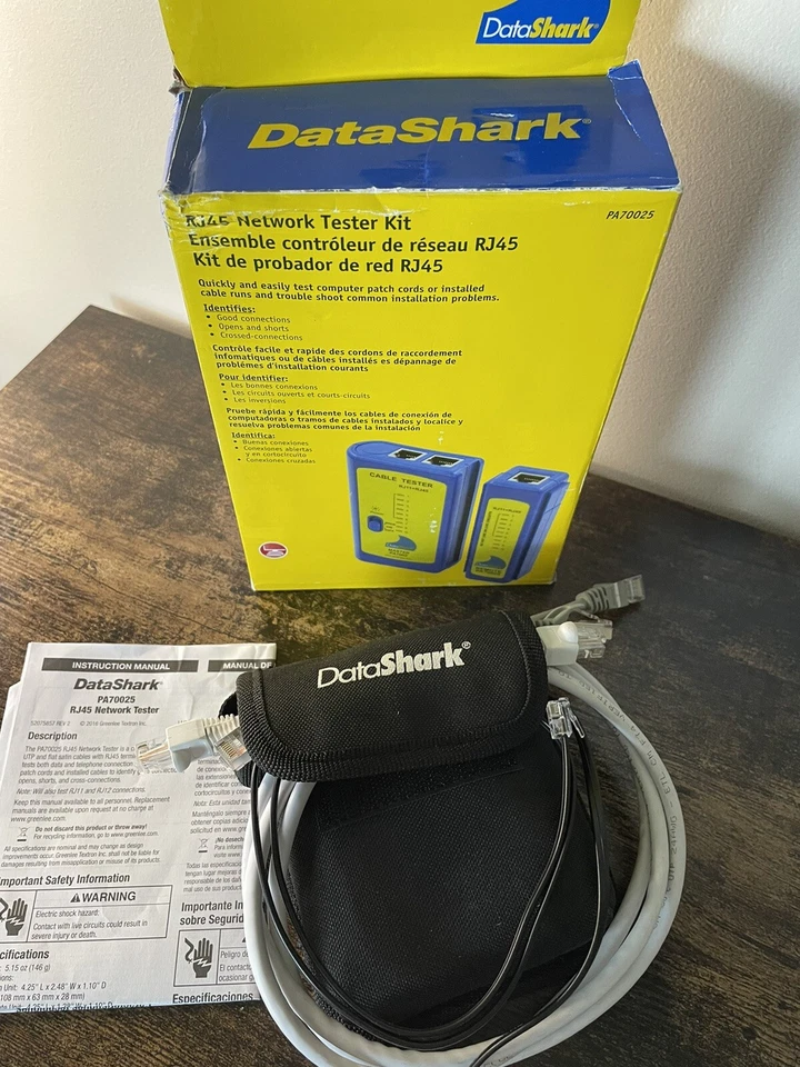 Datashark RJ45 Network Cable Tester with Case and Patch Cords - Image 1 of 4
