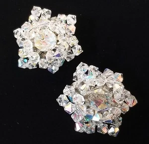 Austria AB Cristal Transparente Estrella Clip Trasero Pendientes Cuentas Patriótico Firmado De Colección - Imagen 1 de 7