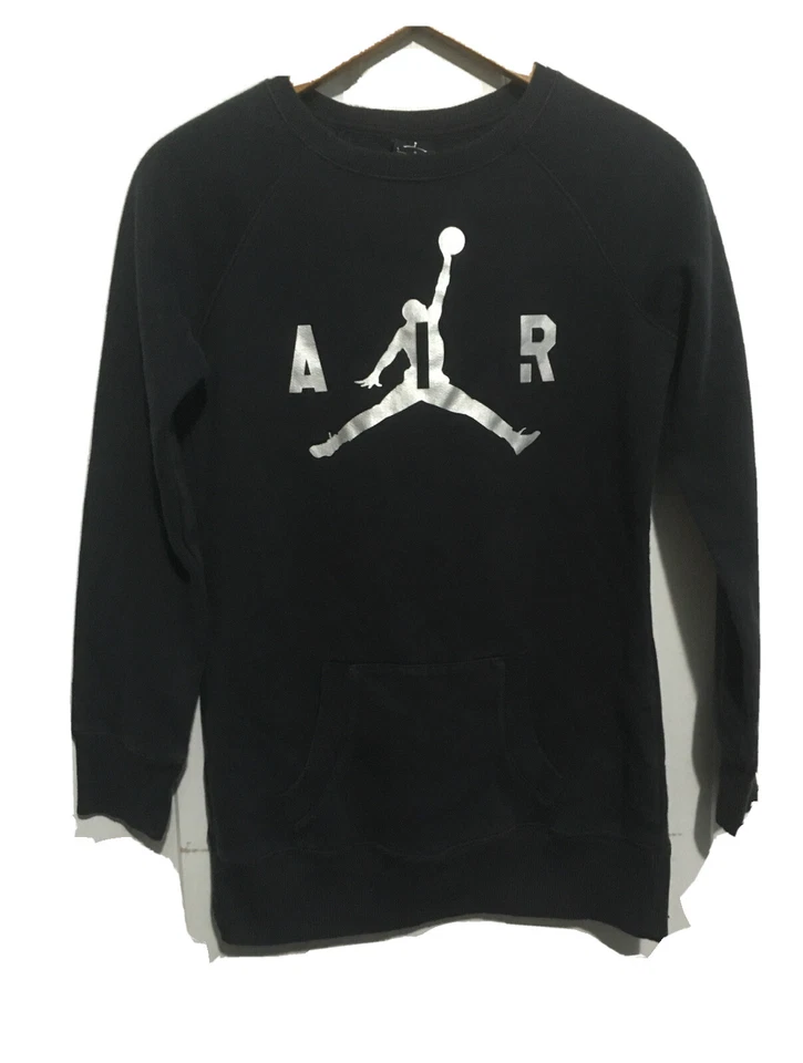 Sudadera Jordan Juvenil Talla 12-13 Negra Plata Logo Bolsillo Aire Foto 1 de 4