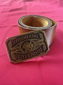 COLORADO CENTENNIAL Messing Gürtelschnalle 1876-1976 Vintage D - Bild 1 von 4