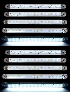 Pack of 10 12V-24V White LED Front Side Markers Lamps for Camper Caravan Lorry - Picture 1 of 5