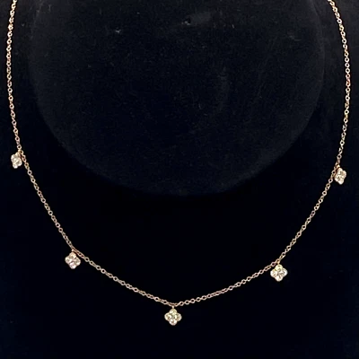 Collar de diamantes de oro de 18 quilates colgantes de trébol de diamantes naturales de 0,64 quilates con sello del Reino Unido Foto 1 de 4