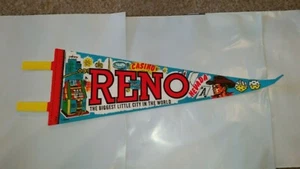 Reno Vintage Pennant Flag Souvenir Biggest Little City in the World 14 inches - Picture 1 of 2