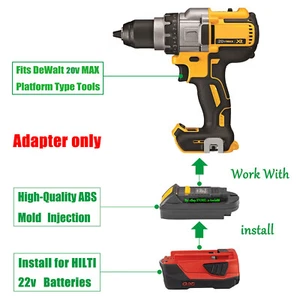 1 Adapter for HILTI 22v Battery To Power for DeWalt 20v MAX Platform Type Tools - Picture 1 of 6