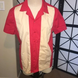 NEW/W/TAG Candow Look Men’s Short Sleeve Shirt LG Red/White - Picture 1 of 3