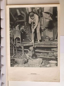 Artista Del Vidrio Trabajo En Calor 1951 Imagen De Pared Escolar 64x92cm - Foto 1 di 1