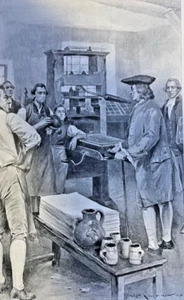 Benjamin Franklin come stampante ed editore New England Courant - Foto 1 di 6