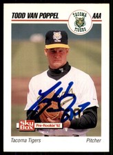 1992 SkyBox Team Sets AAA Todd Van Poppel IP Signed Auto Tacoma Tigers #545