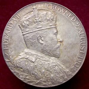 GB Silver Coronation Medal 1902 - King Edward VII - 31mm (J2710) - Picture 1 of 2