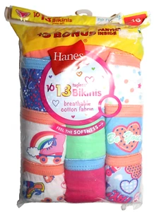 Hanes Girls 13 Pack Tagless Bikinis Underwear - Choose Your Size (14 or 16) - Picture 1 of 1