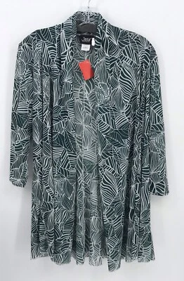 Jostar Green Floral Mesh Cardigan Size Large Open Front 3/4 Inch Sleeves NWT Foto 1 de 4