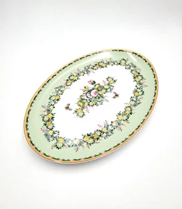 Williams Sonoma Famille Rose Oval Platter Green Floral NEW - Picture 1 of 3