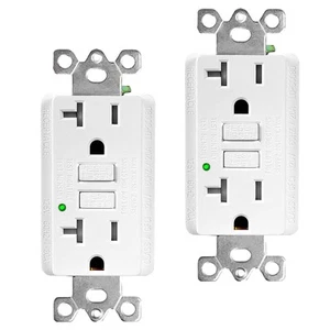 20 Amp GFCI Toma No Antimanipulación Indicador LED con Placa de Pared ETL Paquete de 2 - Imagen 1 de 12