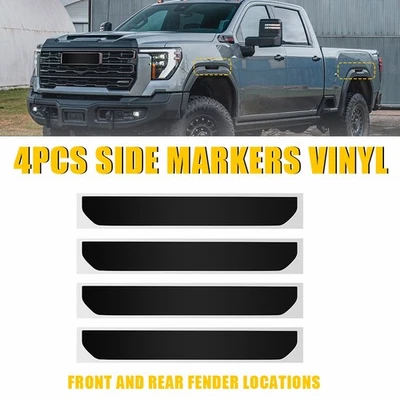 Calcomanías precortadas para 2024 2025 Gmc Sierra 2500 HD tinte humo oscuro marcador lateral x4 Foto 1 de 4