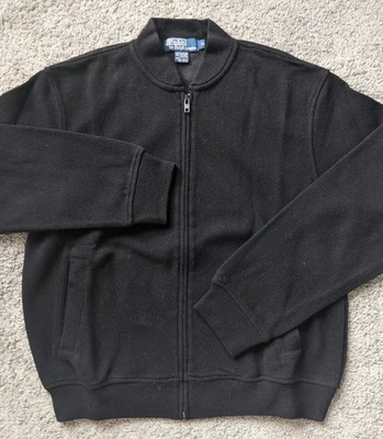 POLO Ralph Lauren MEN SMALL FULL ZIP WOOL COTTON BLACK SWEATER JACKET CARDIGAN - Image 1 of 4