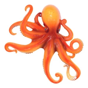 Coastal Sea Creature Orange Octopus 9 Inch Wall Decor Resin Plaque - Picture 1 of 2