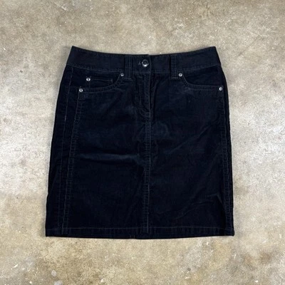 Ann Taylor 灯芯绒裙女式 4 码黑色棉混纺迷你 19 英寸长 — 第 1/4 张图片