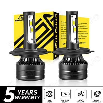 For Kia Spectra 2007-2009 2X H4 9003 LED Headlight High/low Beam Bulbs 6000K - Image 1 of 4