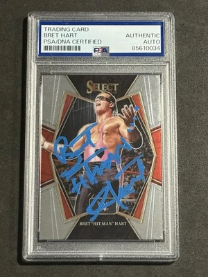 TARJETA AUTOGRAFIADA FIRMADA POR BRET HART 2022 PANINI SELECT WWE CERTIFICADA PSA/ADN Foto 1 de 2