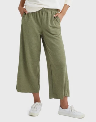 Hanes Wide Leg Crop Pants Originals French Terry Sweatpants Pockets Women XS-2XL - Image 1 of 4
