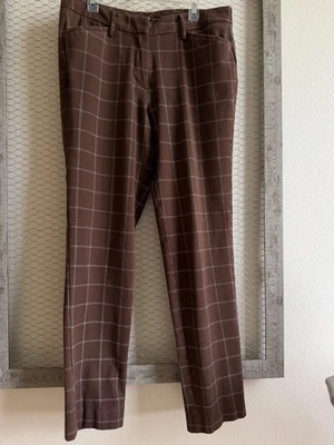 41 боярышник женские брюки размер 6 коричневый клетку регулируемый подол - Изображение 1 из 4