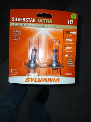Sylvania Silverstar ULTRA H7 Pair Set High Performance Headlight 2 Bulbs - NEW - Image 1 of 4