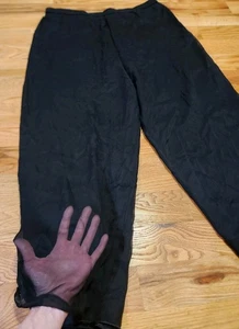 RARE vintage 80s Holly Harp Black Mesh Silk Pants Sheer Top Layer 34" Waist XL - Picture 1 of 8