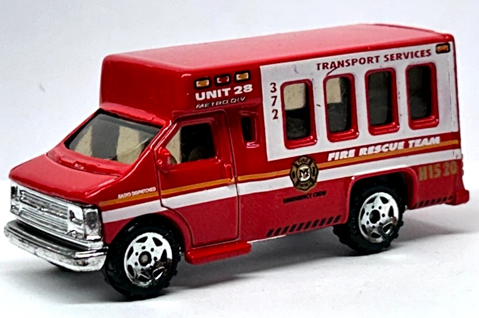 Matchbox Fire & Rescue Team CHEVY TRANSPORT BUS (Red) Loose - Image 1 of 3