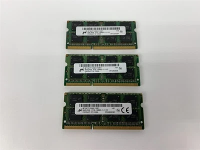 Lot of 3 - Micron 8GB 2Rx8 PC3L-12800S-11-11 MT16KTF1G64HZ-1G6E1 Laptop RAM - Image 1 of 2