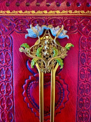 Lotus Victorian Style Hair Fork White Lotus Flowers comb by MyElegantThings - Image 1 of 4