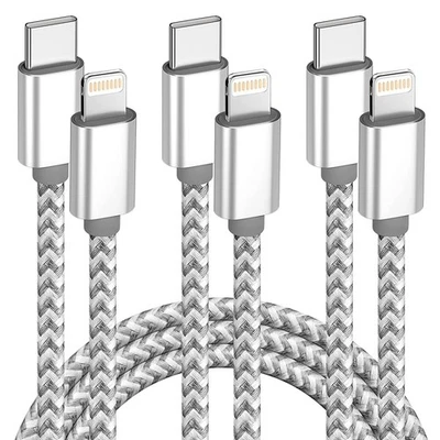 6ft 3 x Type C Fast Charger Cable PD Charging for iPhone 13/12/11 MFi Certified - Image 1 of 4