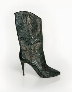 Tamara Mellon Damen 38 grün schwarz Elaphe Leder Schlangenleder Phoenix Stiefel 7,5 - Bild 1 von 19